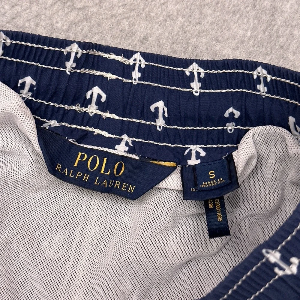 Polo Ralph Lauren Swim Trunks Mens Small Anchor All Over Print Mesh Lined Preppy